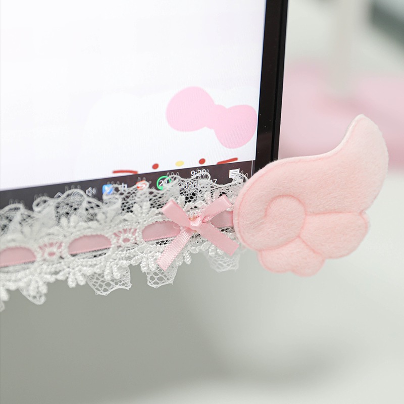 Accessories For Your Gaming Room - Schattig kant-monitorframe decor met engelenvleugels, Kawaii
