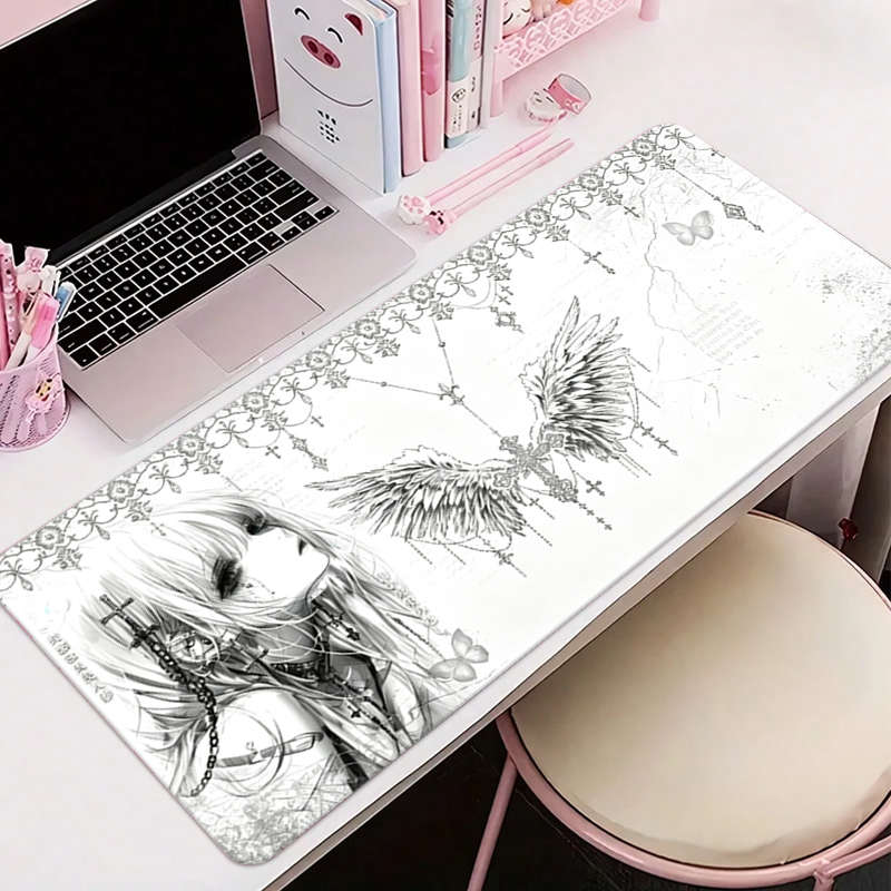 Gaming Accessories Aesthetic - Leren muismat Zwart Wit Anime Esthetiek
