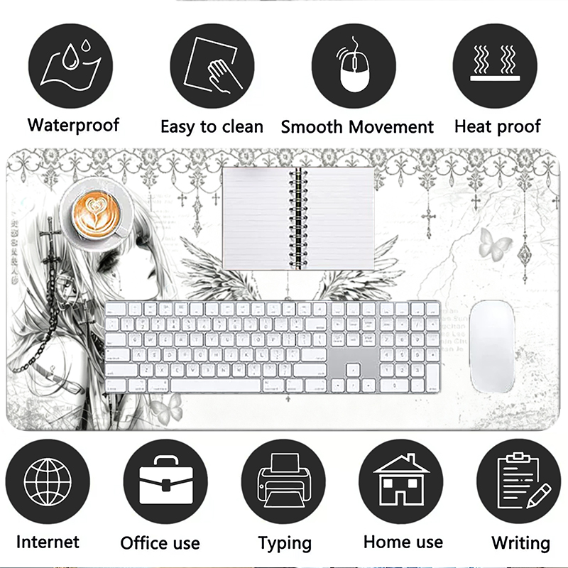 Leren muismat Zwart Wit Anime  - Gaming Accessories Aesthetic recensie en prijs