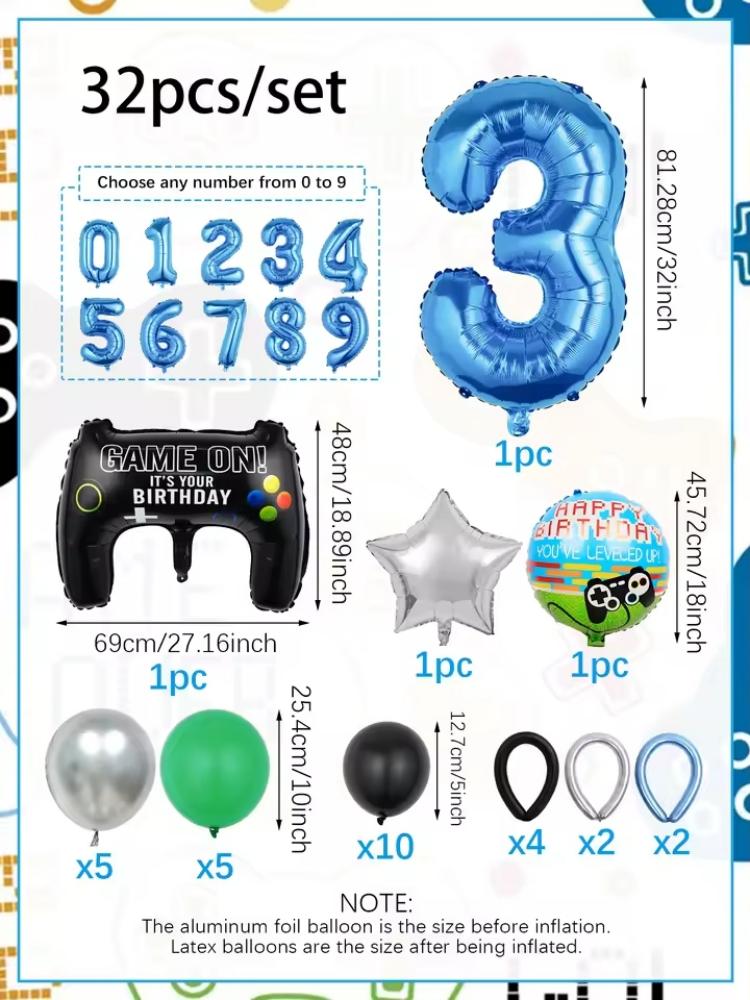 32-delige game-thema verjaarda - Gaming Accessories For Room recensie en prijs
